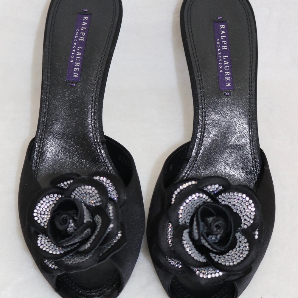 Ralph Lauren Purple Label Flower Slides size 9 1/2